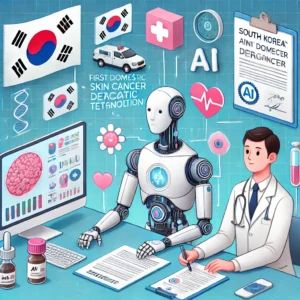 DALLE 2024-06-27 201904 - Illustration depicting South Koreas LifeSemantics receiving approval for the first domestic AI skin cancer diagnostic technology with elements of AI - innovaTopia