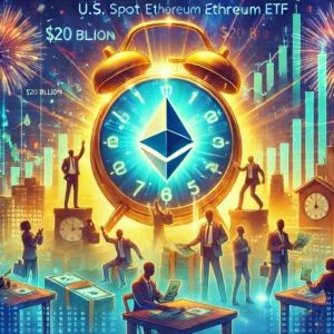 DALLE 2024-06-28 165747 - A vibrant financial scene depicting the launch of the US spot Ethereum ETF with a focus on market excitement and a forecast of billion inflow i - innovaTopia