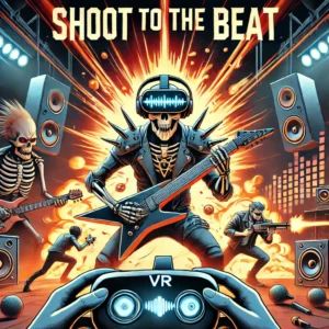 DALLE 2024-06-29 051753 - An illustration showing the VR game Metal_ Hellsinger where players shoot to the beat The scene should include intense action musical elements an - innovaTopia
