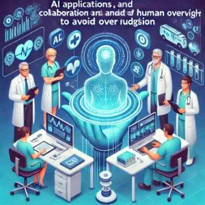 DALLE 2024-07-04 042224 - An illustration of AI applications in healthcare emphasizing the importance of human judgment Show medical professionals working with AI systems hi - innovaTopia