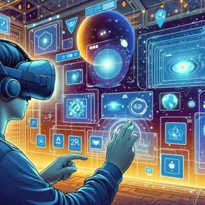 DALLE 2024-07-04 053250 - Illustration of Quest v67 update enhancing VR experience with customizable 2D window placement and improved eye-tracking A VR headset user interactin - innovaTopia