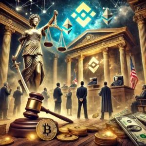 DALLE 2024-07-04 184014 - A dramatic scene depicting a court allowing most parts of the Binance vs SEC lawsuit to proceed impacting the future of cryptocurrency regulation wi - innovaTopia