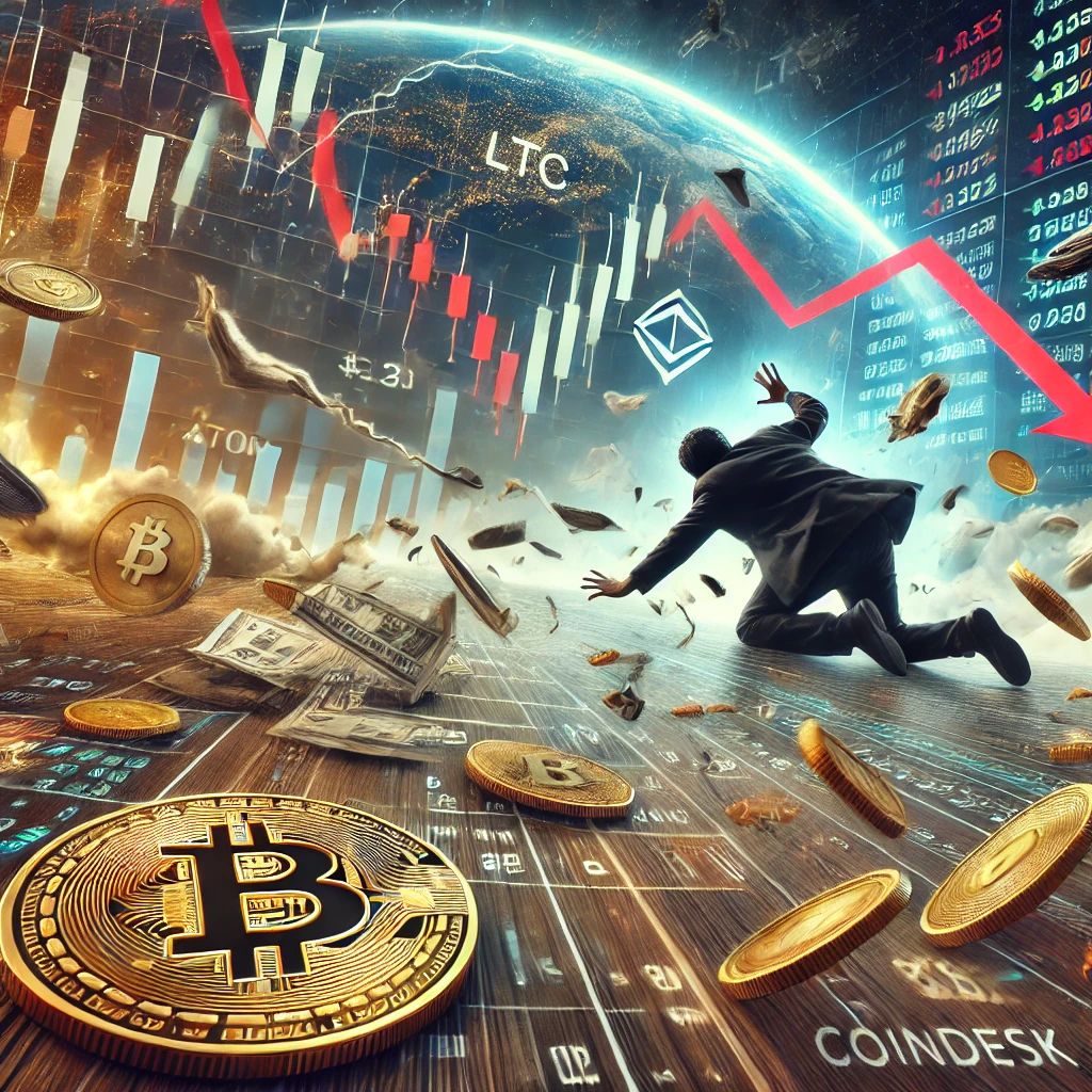 CoinDesk 20指数が全面下落、LTCとATOMが大幅に後退