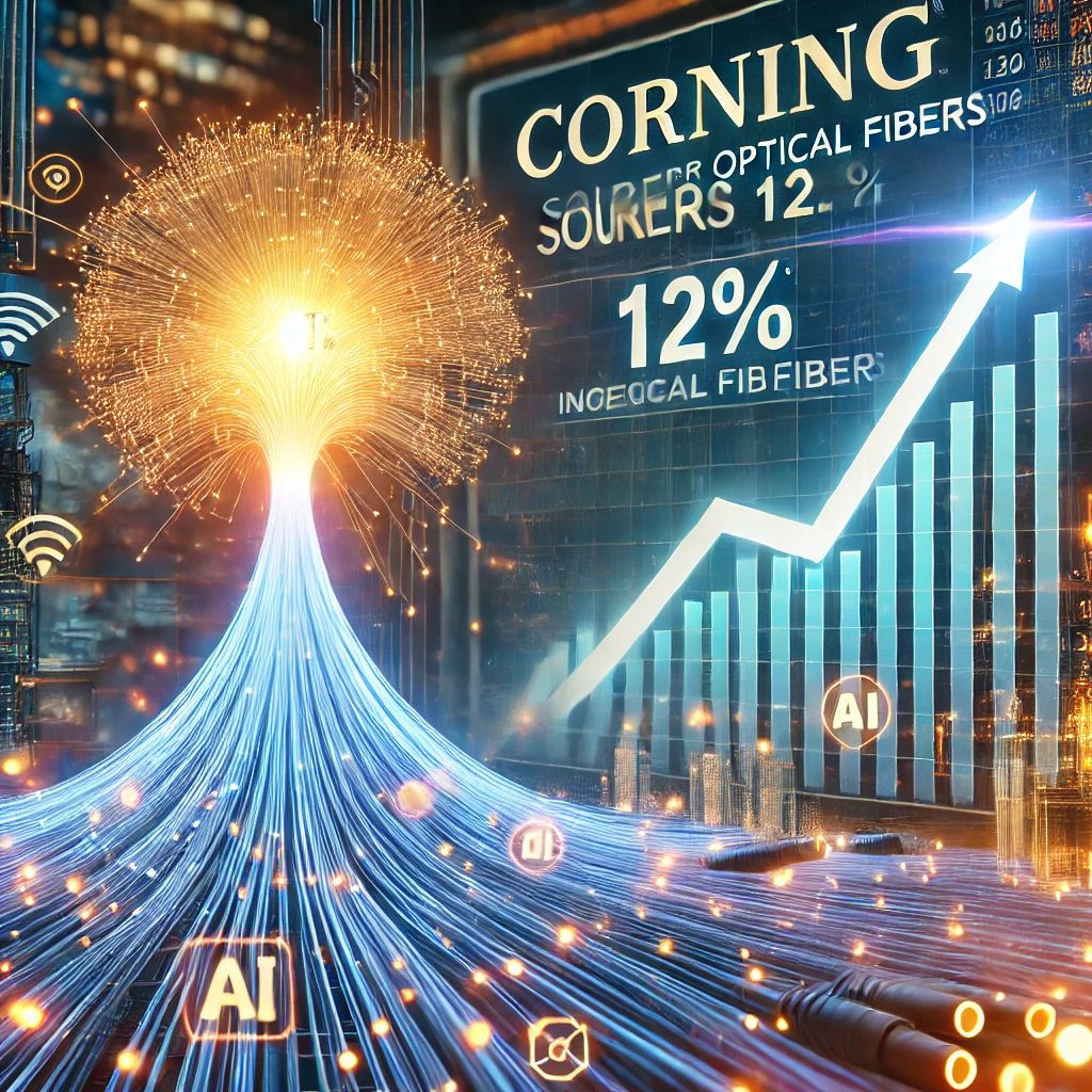 Corning株12%急騰、AIブームが光ファイバー需要を加速