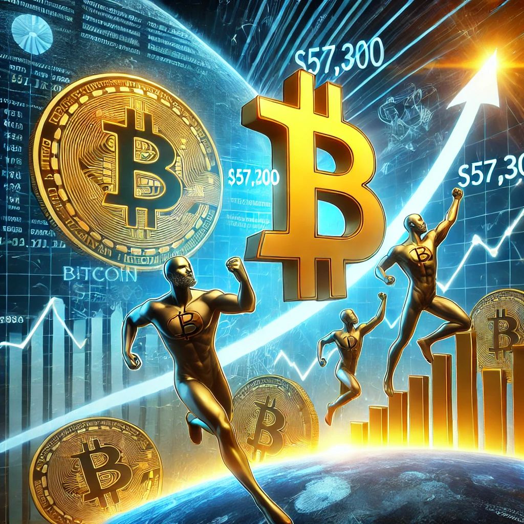ビットコイン57,300ドル超え、BKAの大規模回収が後押し