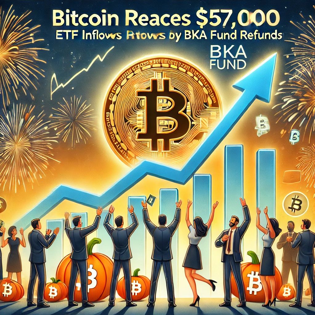 ビットコイン57,000ドル回復、ETF流入とBKA資金返金が後押し