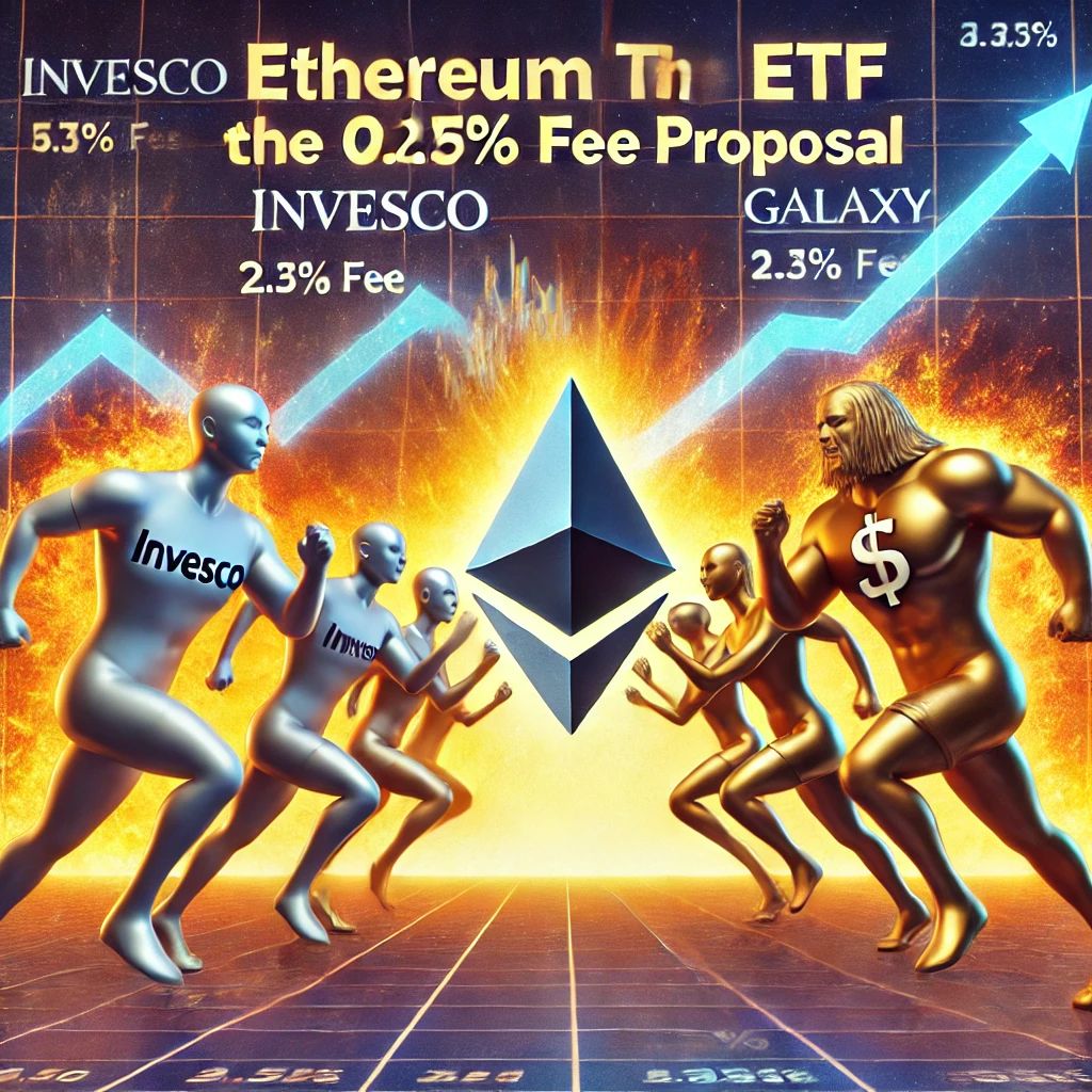 イーサリアムETF競争激化、InvescoとGalaxyが手数料0.25%で提案