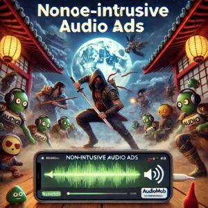 DALLE 2024-07-10 050953 - A mobile gaming scene featuring non-intrusive audio ads by Audiomob and Voodoo highlighting an enhanced gaming experience with seamless integration o - innovaTopia