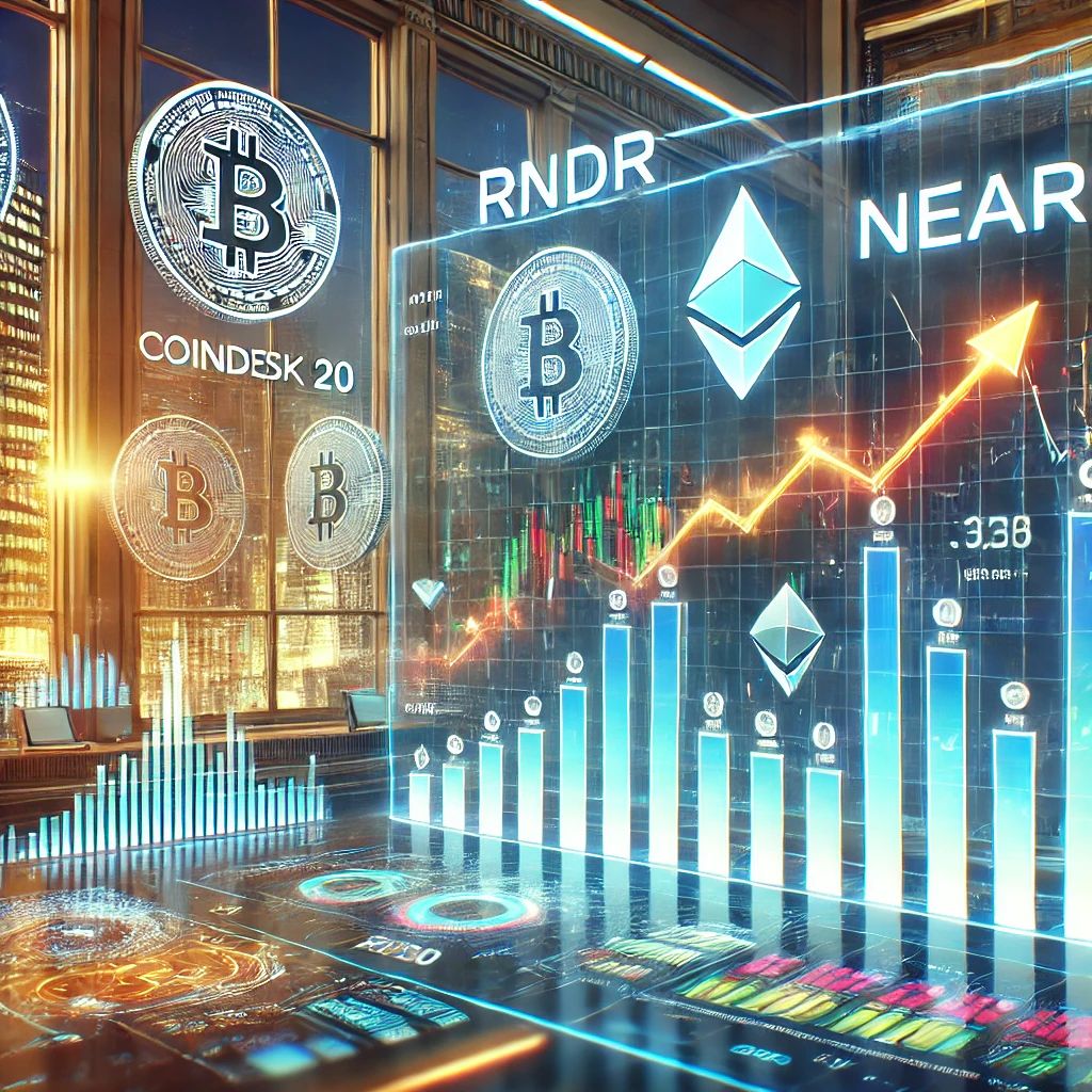 CoinDesk 20指数微増、RNDRとNEARが市場をリード