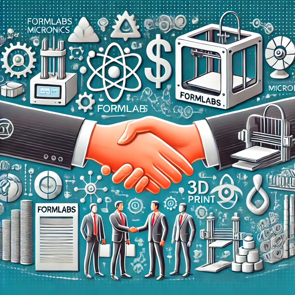 DALLE 2024-07-12 050701 - An illustration depicting Formlabs acquiring Micronics ushering in a new era of 3D printing technology Include elements like 3D printers innovative - innovaTopia
