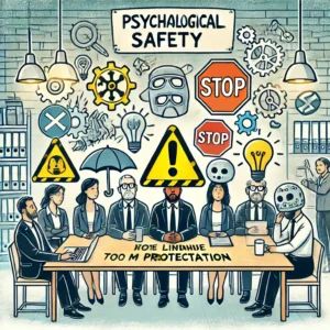 DALLE 2024-07-14 104902 - An illustration depicting the limits of psychological safety showing a workplace with employees in a meeting The atmosphere is overly protective wi - innovaTopia