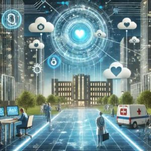 DALLE 2024-07-14 104935 - A futuristic scene showing the future of healthcare IT being transformed by advancements in AI and cloud technology Depict a high-tech hospital with - innovaTopia