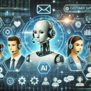 DALLE 2024-07-15 054807 - Illustration of AI transforming customer support showing the evolving role of humans The image features AI and human figures working together with - innovaTopia
