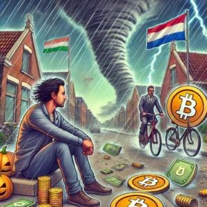 DALLE 2024-07-15 234750 - A scene showing the impact on the cryptocurrency community after the Dutch court denies bail to Tornado Cash founder - innovaTopia