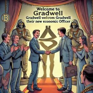 DALLE 2024-07-15 234753 - A scene showing Tether welcoming Gradwell from Chainalysis as their new economic officer - innovaTopia