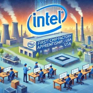 DALLE 2024-07-16 054834 - A digital illustration depicting Intel launching the first chip factory apprenticeship program in Arizona USA The scene includes the Intel logo a f - innovaTopia