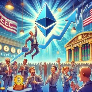DALLE 2024-07-16 073609 - A dynamic scene depicting the SEC approving Ethereum ETF trading starting next week bringing a fresh wave to the market The illustration should show - innovaTopia