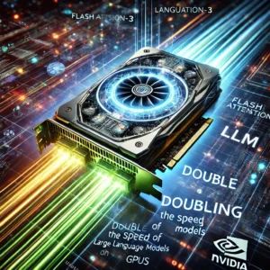 DALLE 2024-07-17 041933 - An illustration showcasing the concept of FlashAttention-3 technology doubling the speed of Large Language Models LLM on Nvidia GPUs The image shou - innovaTopia