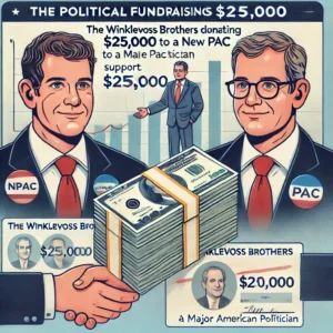 DALLE 2024-07-17 053153 - An illustration depicting the Winklevoss brothers donating 0000 to a new PAC supporting a major male American politician The image should include - innovaTopia