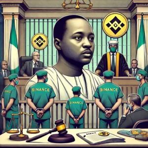 DALLE 2024-07-17 054630 - An illustration depicting Binance executives in Nigeria facing health issues and court delays while maintaining their innocence The image should incl - innovaTopia