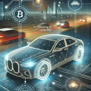 DALLE 2024-07-17 211002 - The potential of blockchain technology redefining the joy of car ownership The image shows a futuristic car with blockchain symbols and digital conne - innovaTopia