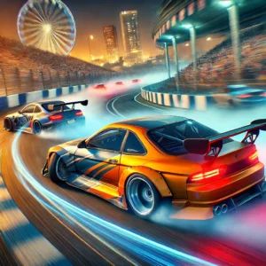 DALLE 2024-07-17 215015 - Torque Drift 2 update 10 announcement featuring new cars and tracks enhancing realism The image shows high-performance drift cars and detailed racin - innovaTopia