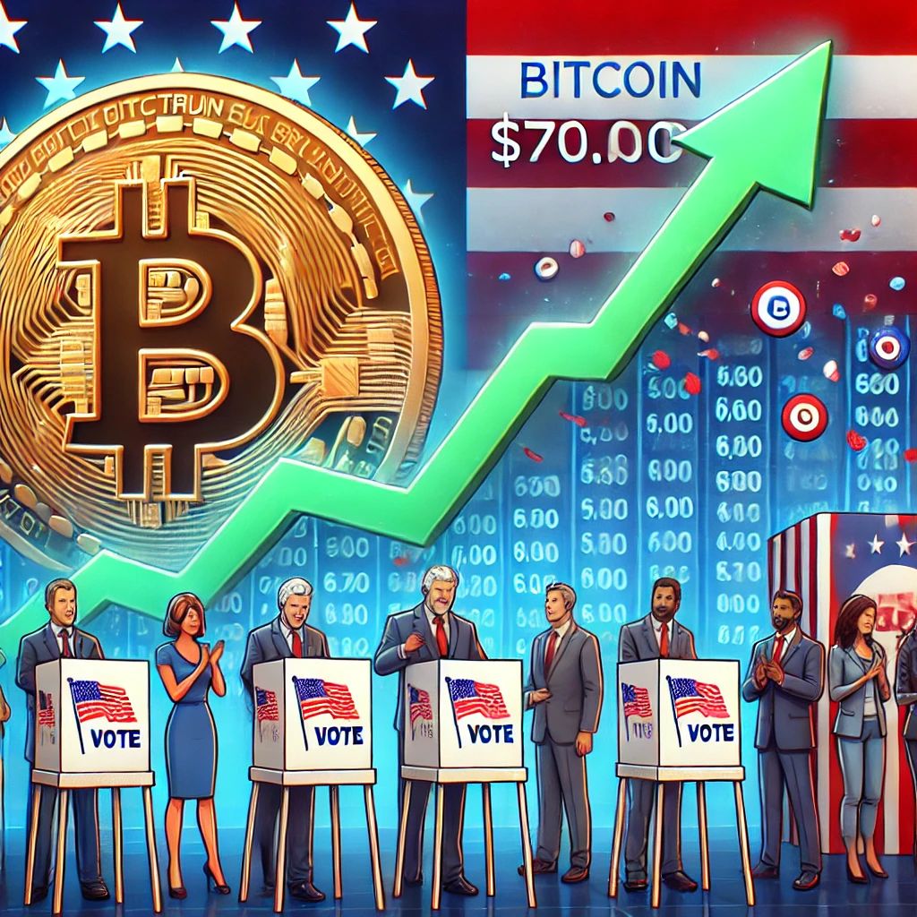 ビットコイン70,000ドルへ、トランプ勝利の可能性が後押し