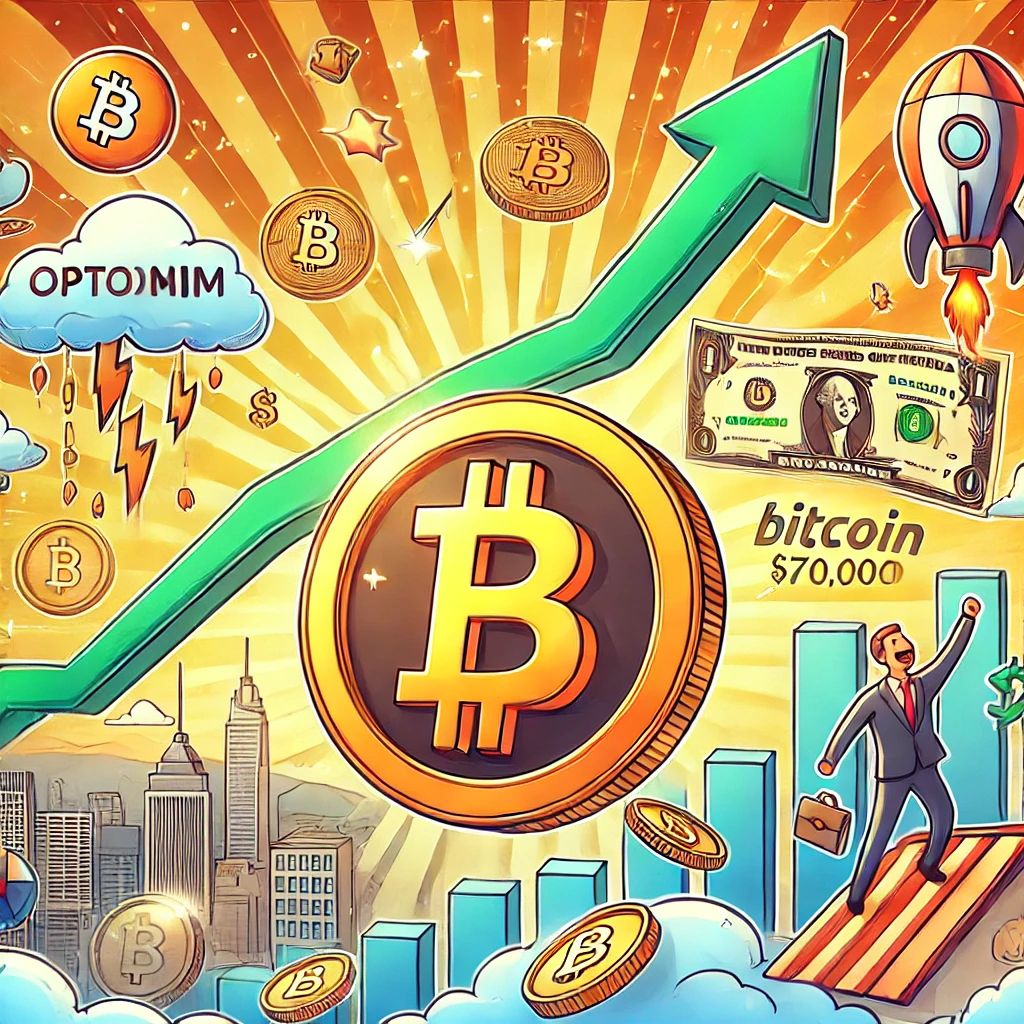 ビットコイン70,000ドル目指す、市場は楽観的な見方に傾く