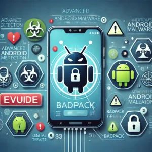 DALLE 2024-07-18 040915 - An illustration showing a smartphone with a malicious Android malware named BadPack The scene highlights the advanced techniques used to evade dete - innovaTopia
