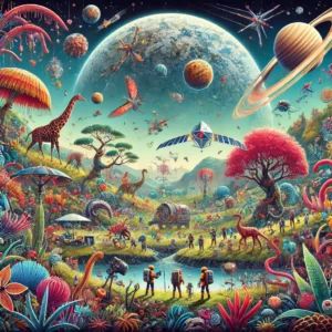 DALLE 2024-07-18 040923 - An illustration of a diverse and vibrant alien planet from the game No Mans Sky highlighting the biodiversity and exploration elements from the W - innovaTopia