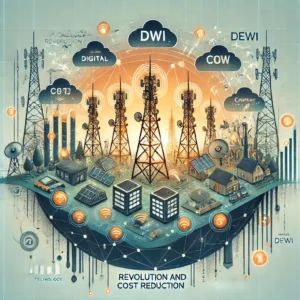 DALLE 2024-07-18 043036 - An illustration showing the telecommunications industry with a focus on DeWi technology The scene includes telecom towers digital connections and c - innovaTopia