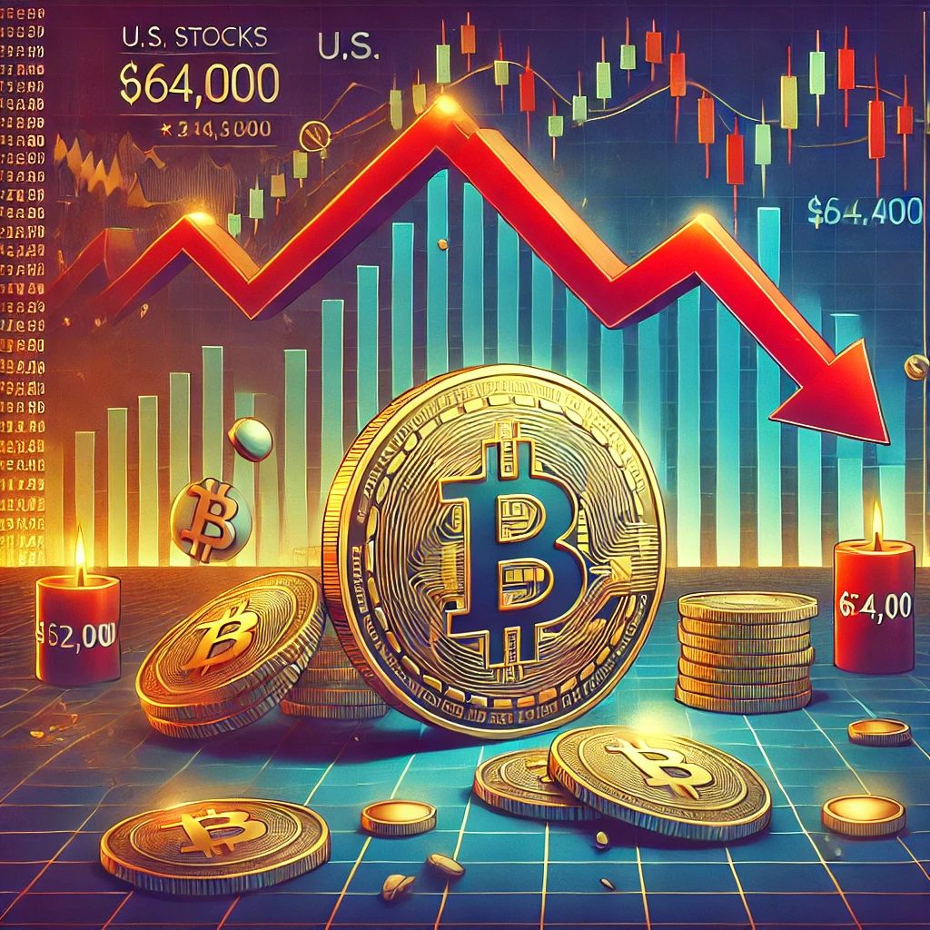ビットコインが64,000ドルを割り込む、米国株の影響下で