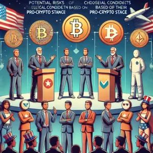 DALLE 2024-07-18 054700 - An illustration depicting the potential risks of choosing political candidates based solely on their pro-crypto stance The scene includes diverse pol - innovaTopia