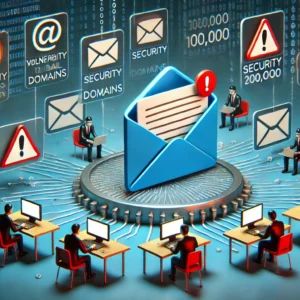DALLE 2024-07-19 045718 - An illustration revealing the vulnerability in email security affecting 200000 domains The scene includes an email icon security breaches and warn - innovaTopia