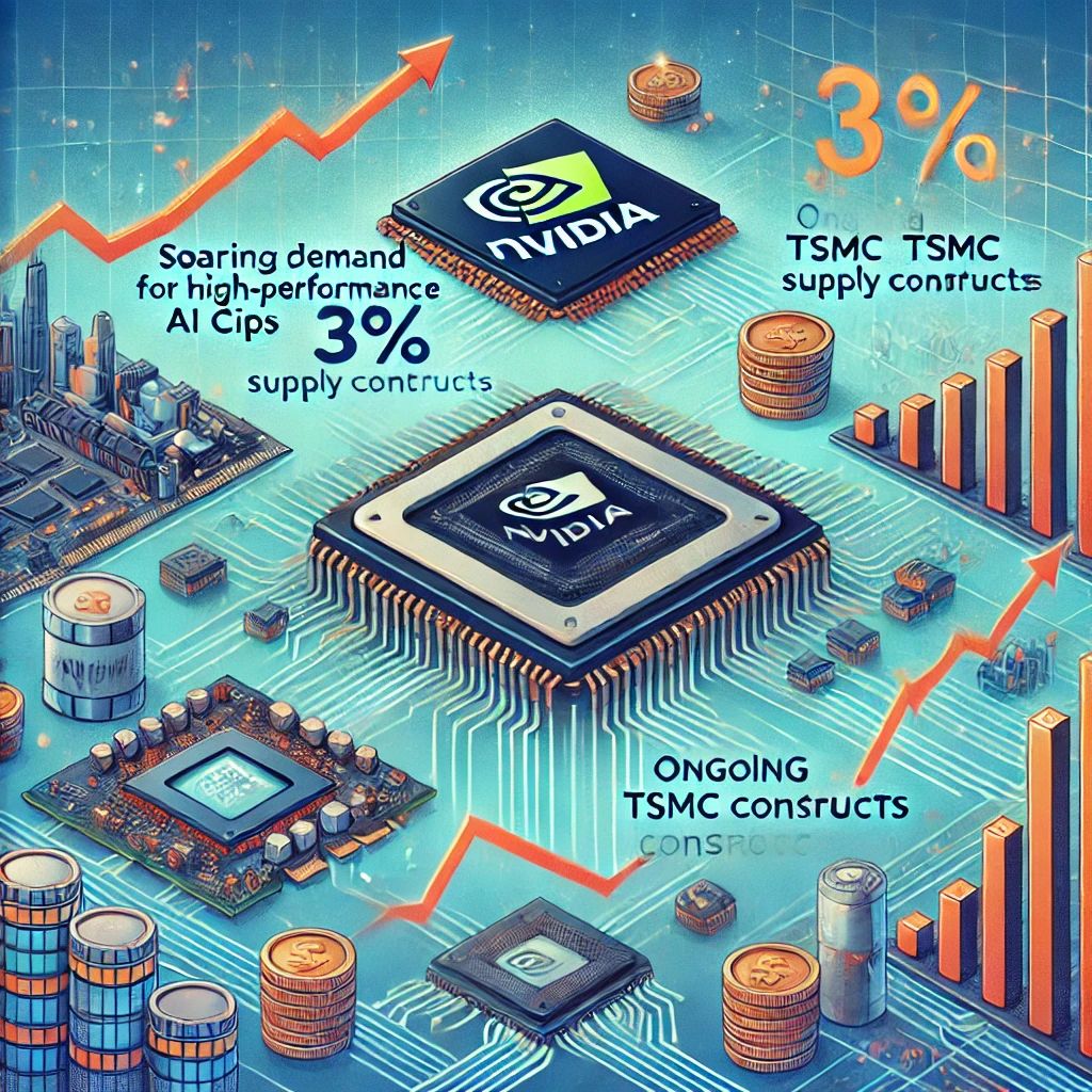 高性能AIチップ需要高騰、Nvidia株価3%上昇 – TSMC供給制約続く