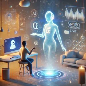 DALLE 2024-08-14 074017 - A futuristic illustration depicting a person having a natural conversation with a holographic AI assistant The AI is represented by a glowing ethere - innovaTopia