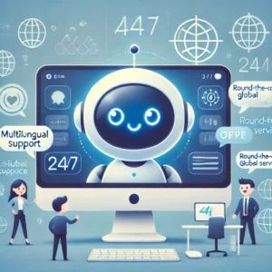 DALLE 2024-08-31 094308 - A cute and futuristic illustration of a sleek minimalist robot with a friendly adorable face displayed on a computer screen engaging in a conversat - innovaTopia