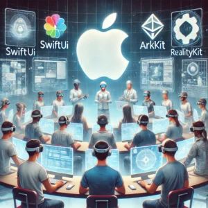 DALLE 2024-10-07 155756 - A futuristic illustration depicting a diverse group of developers including men and women of various ethnicities working on floating holographic scr - innovaTopia
