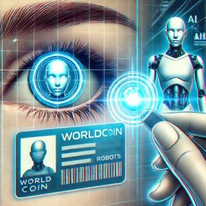 DALLE 2024-10-11 073236 - A futuristic illustration showing a human eye being scanned by a sleek high-tech device The scan produces a digital ID card floating next to the eye - innovaTopia