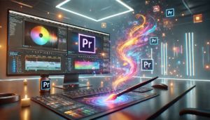 DALLE 2024-10-15 074952 - A futuristic digital artist workspace set in a sleek high-tech studio with soft ambient lighting In the center a magical paintbrush hovers bringi - innovaTopia