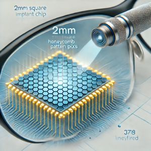DALLE 2024-10-26 153509 - A detailed medical illustration of a 2mm square retinal implant chip with 378 honeycomb-pattern pixels shown positioned under the retina The image i 1 - innovaTopia
