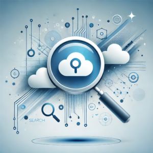 DALLE 2024-11-01 074141 - A minimalist tech illustration showing a seamless blend of ChatGPTs icon and a search magnifying glass Floating data streams and web elements appear - innovaTopia