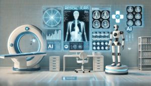 DALLE-2024-11-05-074725-A-futuristic-medical-laboratory-with-a-holographic-AI-interface-displaying-multiple-medical-scans-including-X-ray-MRI-and-PET-while-a-robot-arm-an - innovaTopia