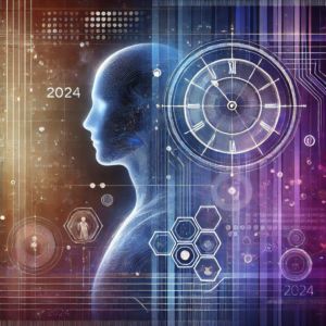 DALLE 2024-11-11 074729 - A sophisticated technological illustration featuring a translucent human silhouette blending with digital elements The background showcases a timelin - innovaTopia