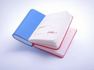 A modern minimalist illustration of a digital notebook floating in space transforming into audio waves and podcast icons The scene should include subtle - innovaTopia
