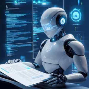 tatsu0256_A_futuristic_AI_robot_writing_a_scientific_paper_with_ed175196-cf29-4799-b657-cfc5bdfdbb14 - innovaTopia