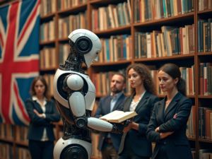 In_front_of_a_gigantic_bookshelf_an_AI_robot_is_t-1745469983994 - innovaTopia