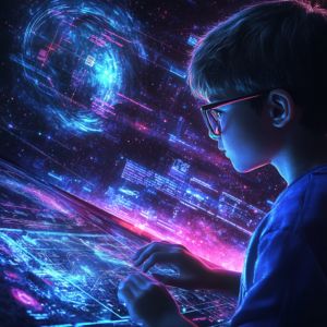 tatsu0256_A_teenage_boy_with_glasses_working_on_a_futuristic__2eb82868-d5c6-436a-b7d2-a63bd3da78c6_0 - innovaTopia