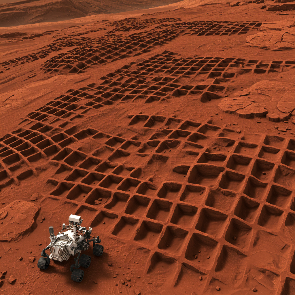 NASA Curiosity、火星で謎の網状石構造を発見 – 古代地下水の痕跡か、ボックスワーク構造の可能性