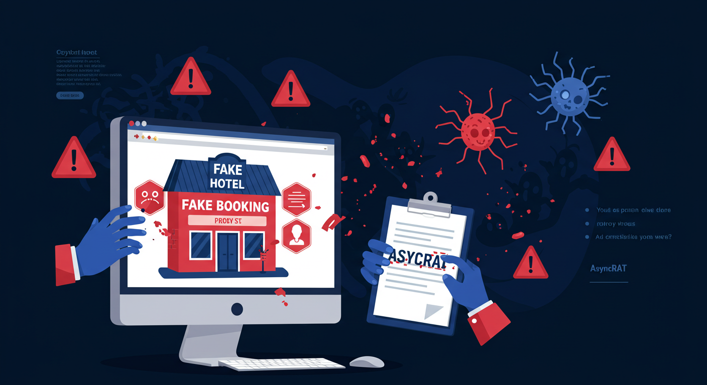 Booking.com偽装サイトからAsyncRAT感染拡大、偽CAPTCHAでクリップボードハイジャック攻撃が進化